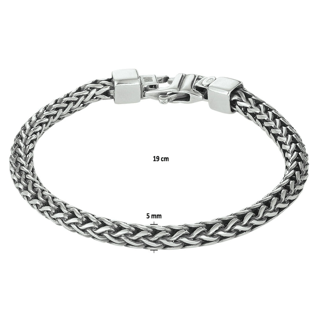 Geoxideerde zilveren heren armband vossestaart 5 mm