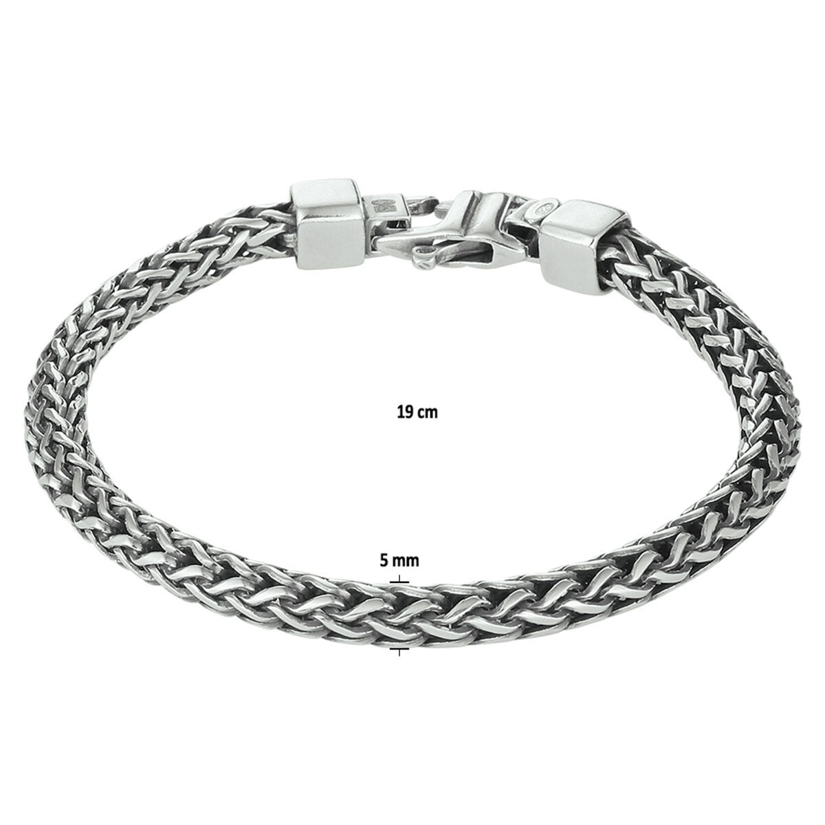 pulsera oxi vossestaart 5,0 mm plata oxidada