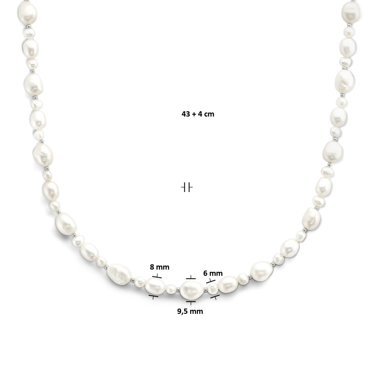 Collar de plata con perlas de agua dulce y cierre de langosta