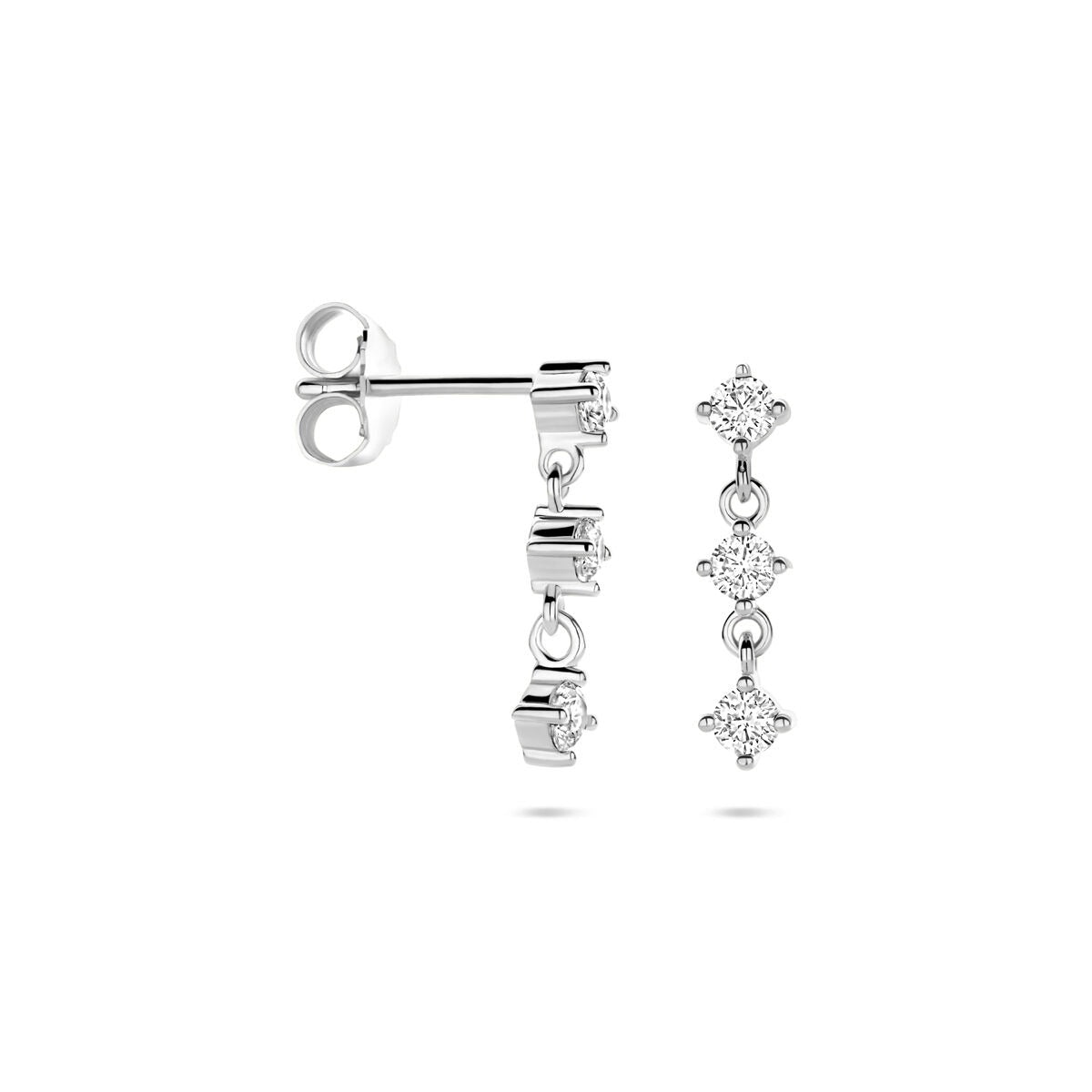 Pendientes de plata rodiada con circonitas – 16 mm