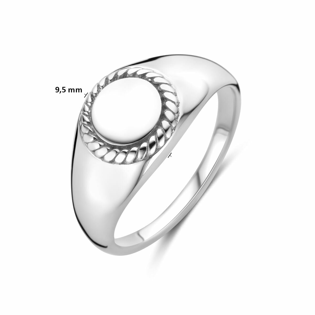 Anillo de sello de mujer en plata 925 rodiada