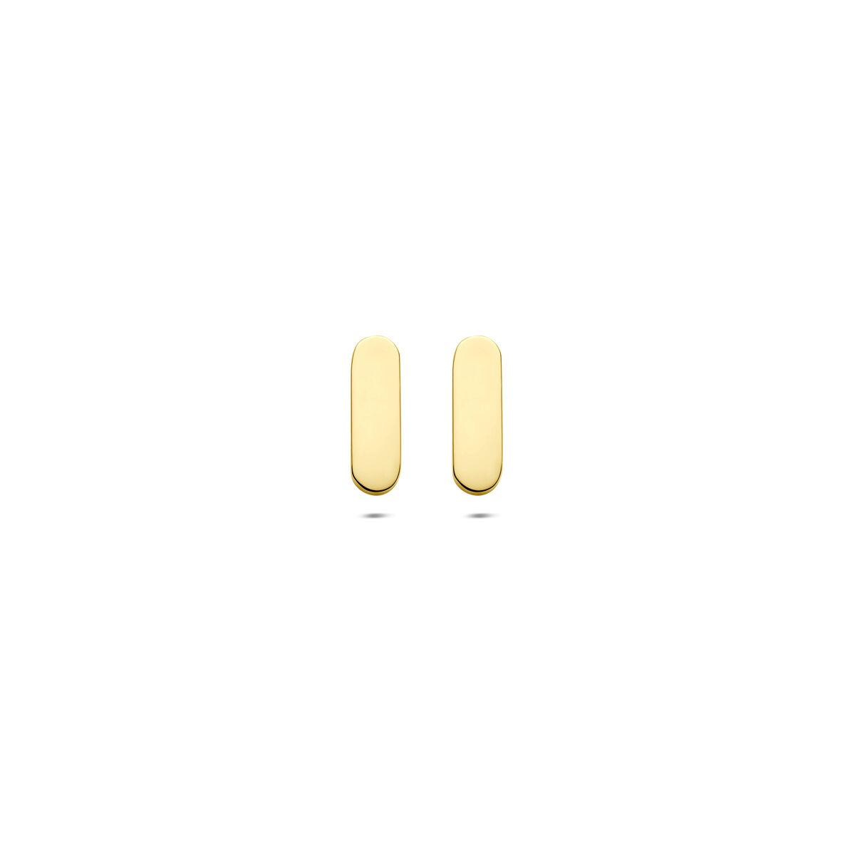 Pendientes de oro amarillo de 14k con forma rectangular y acabado pulido.
