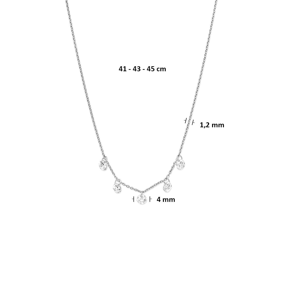 Collar de plata con colgante de circonita 41 - 43 - 45 cm