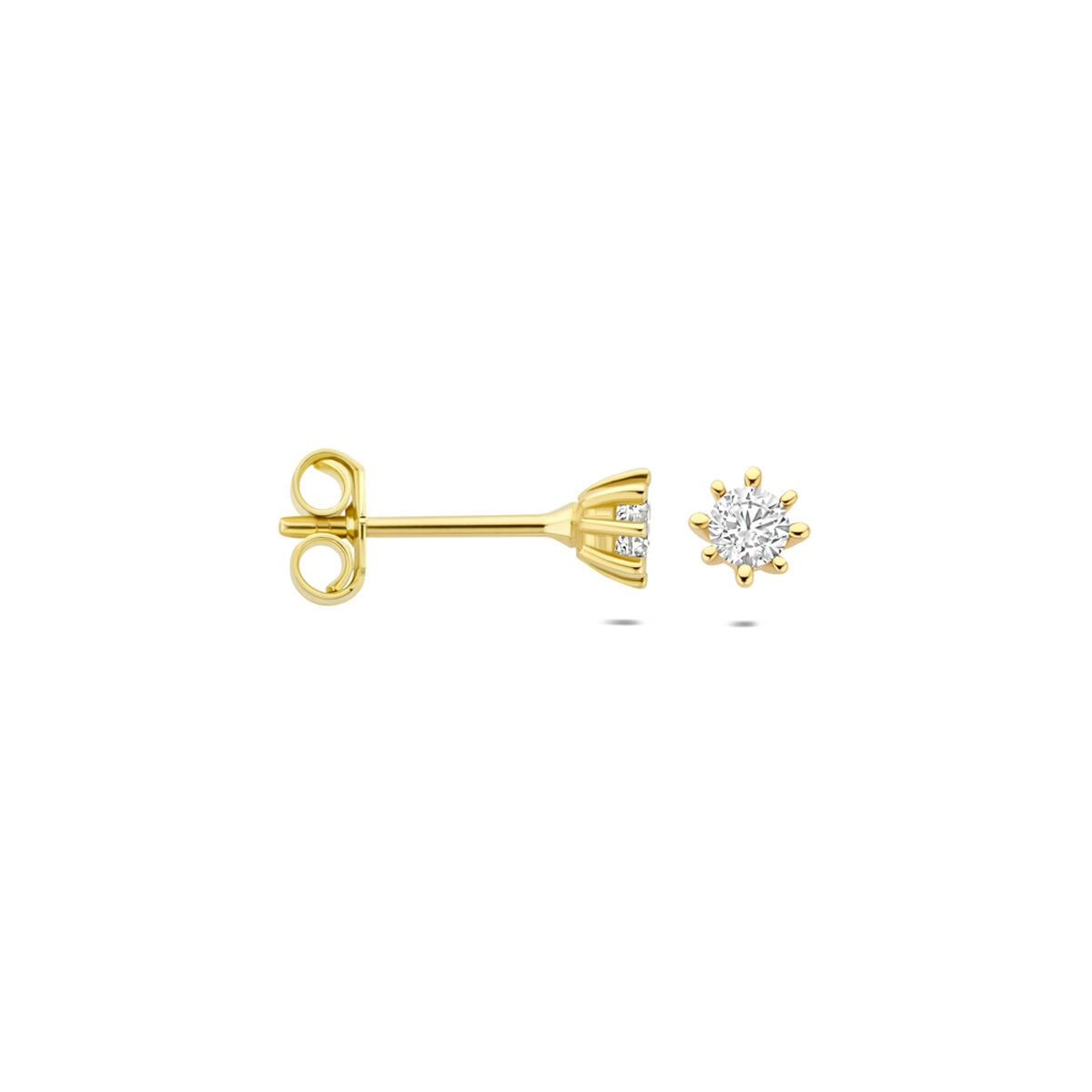 pendientes de botón de oro amarillo con circonitas