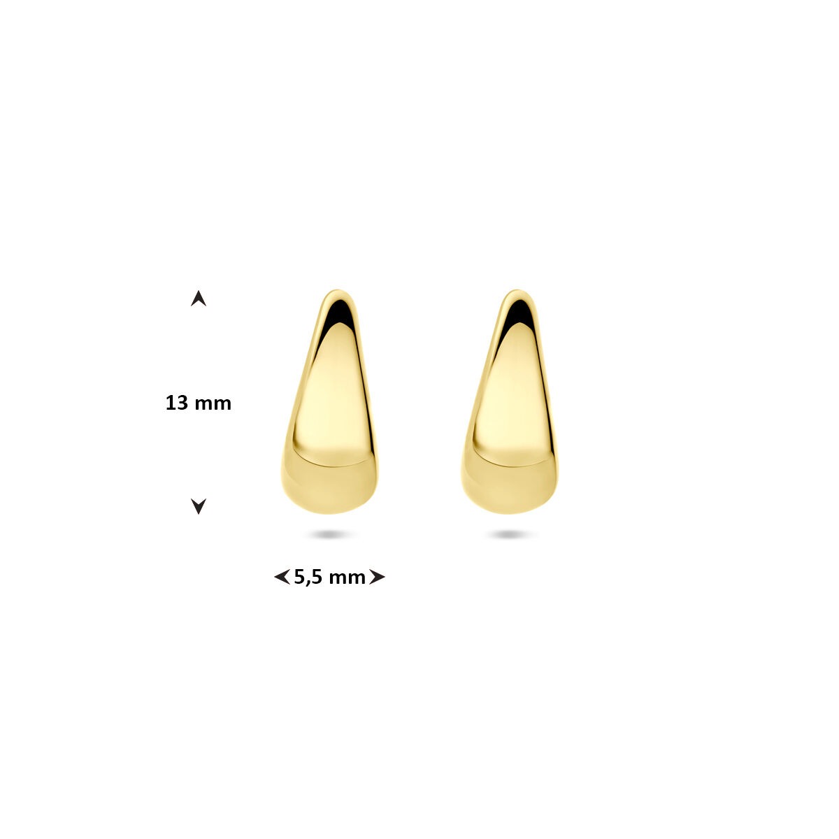 aros de mujer en oro amarillo – forma de gota 13 mm