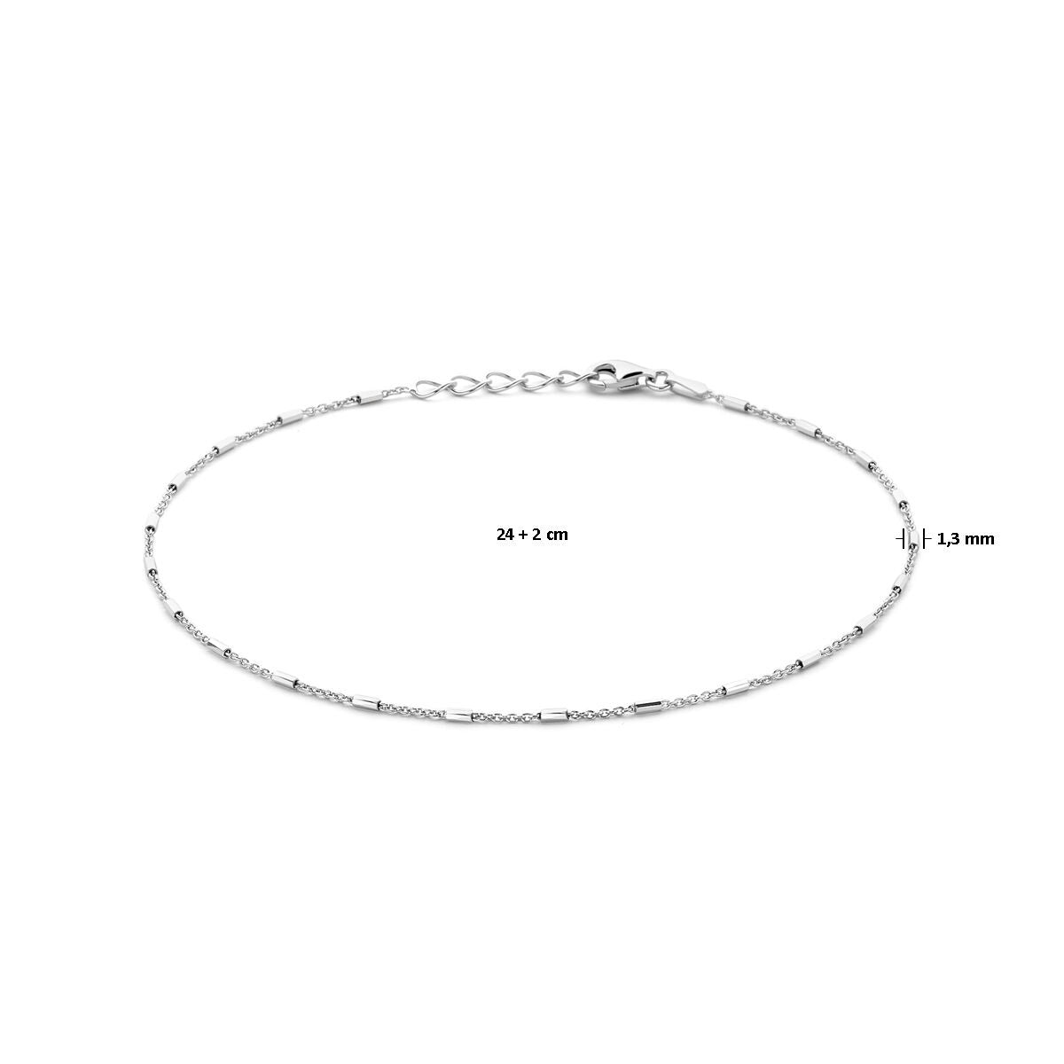 Anillo de tobillo de plata con finos tubos – rodiado plata 925, 24–26 cm