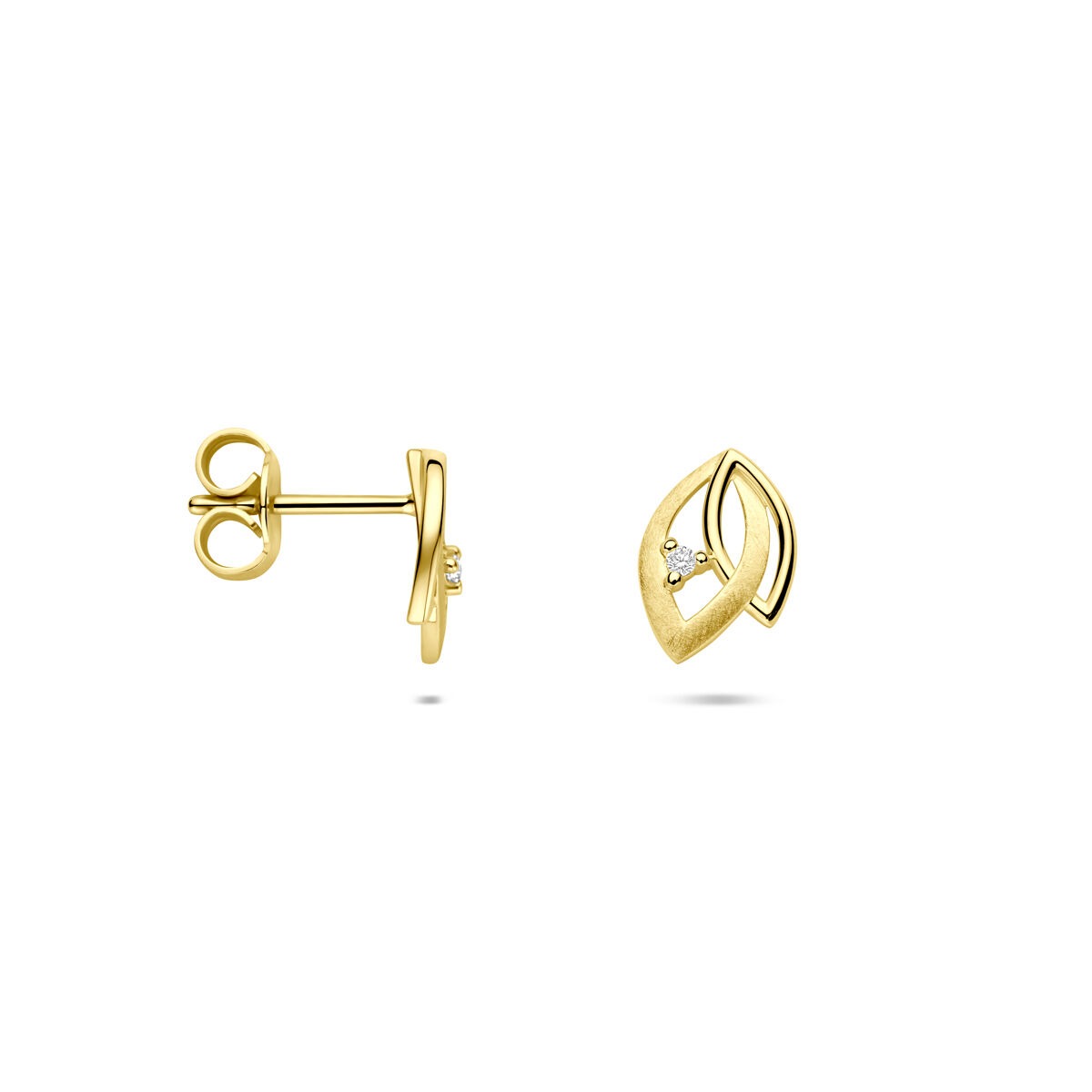 Pendientes de botón de oro con diamante 14k 0.02ct (2x 0.01ct) h si 9,5 mm