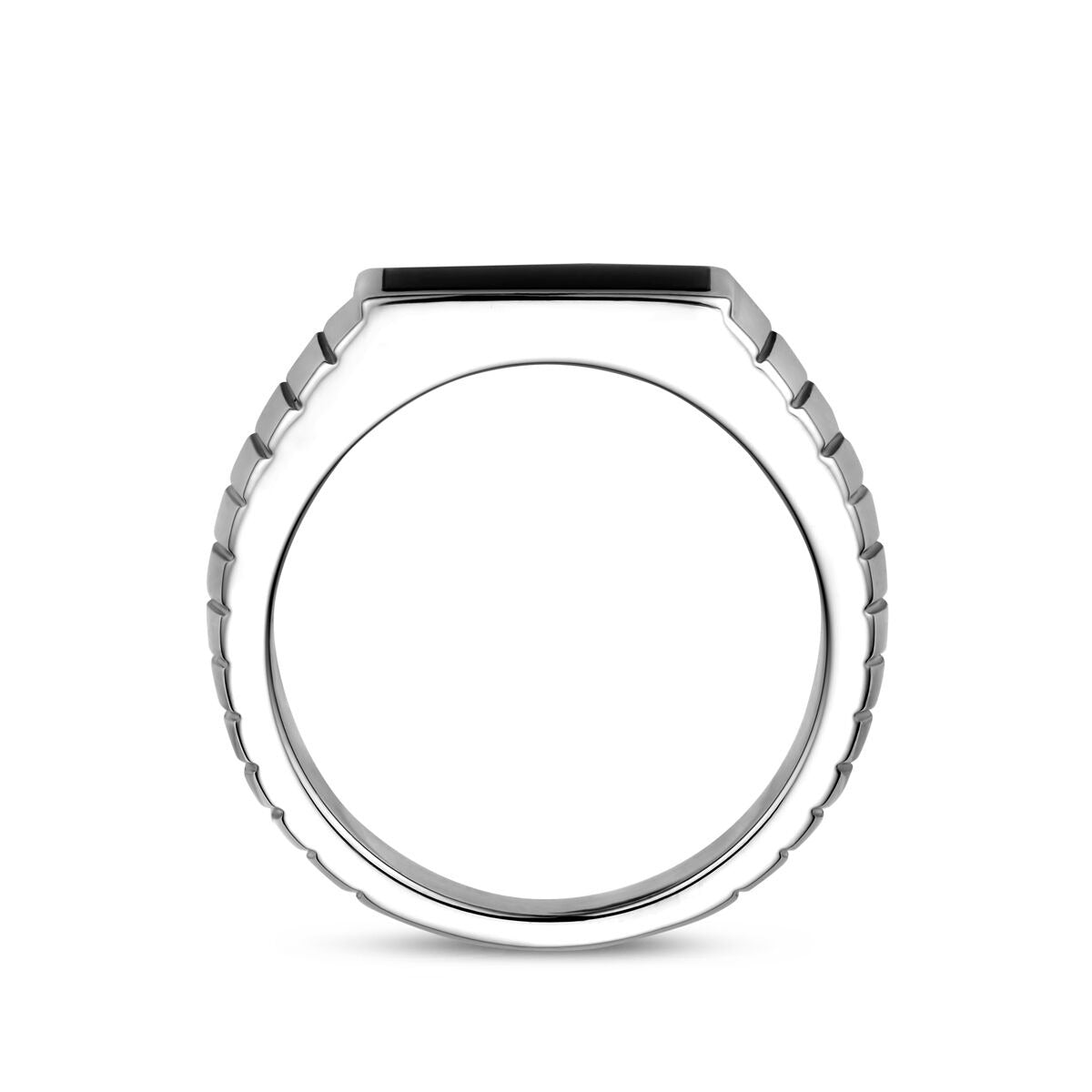 Anillo de sello de hombre en plata con ónice – 10,5 mm de ancho