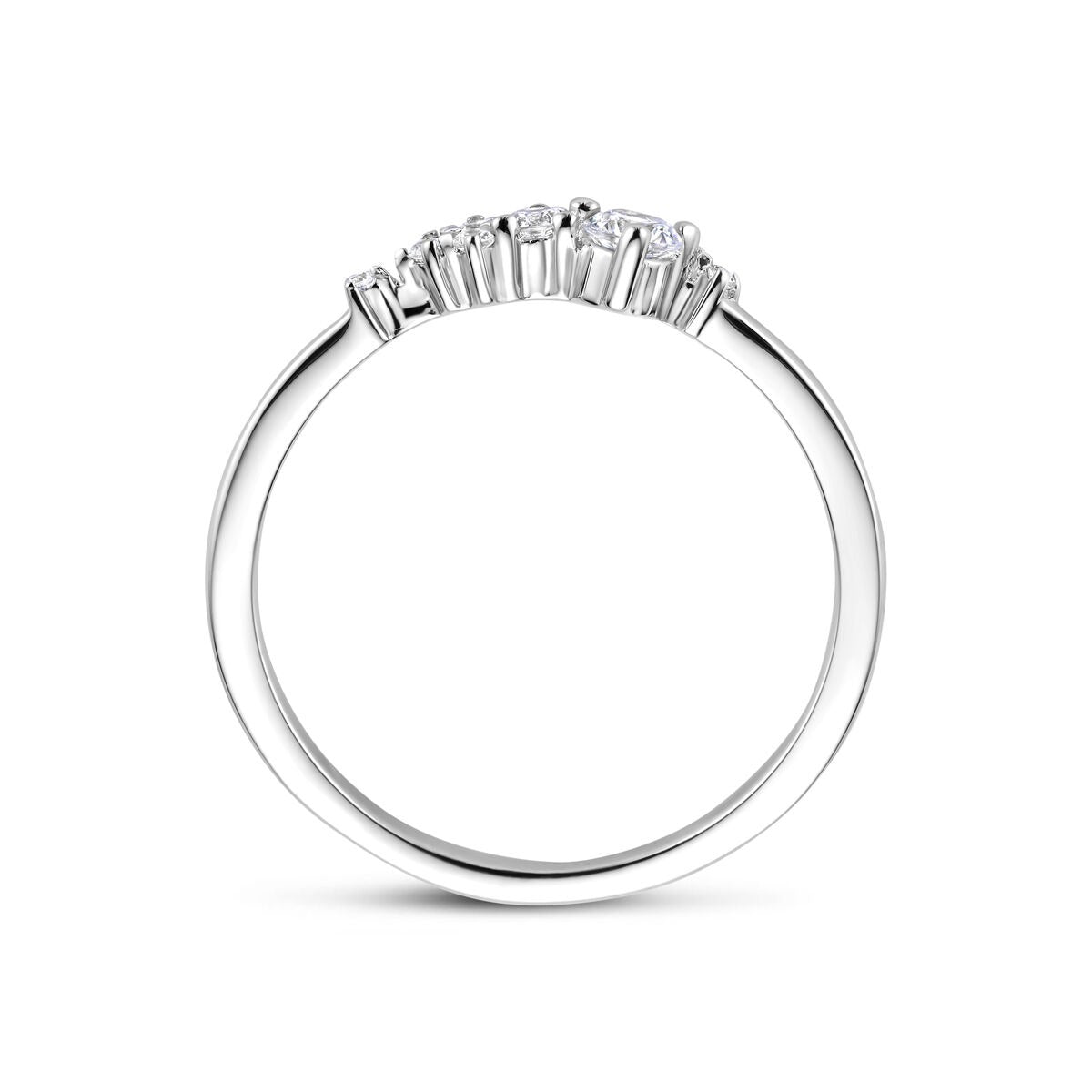 Anillo de plata de mujer con circonitas en engaste de entorno – 5 mm de ancho