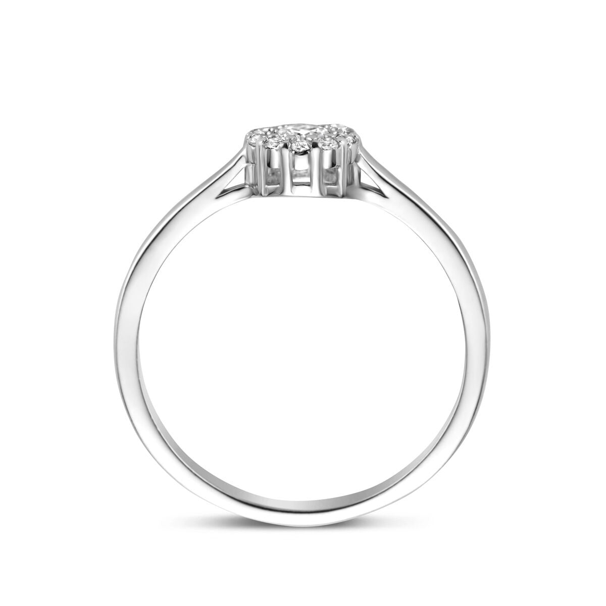 Anillo de mujer de plata con zirconia tallada en brillante en engaste de entorno