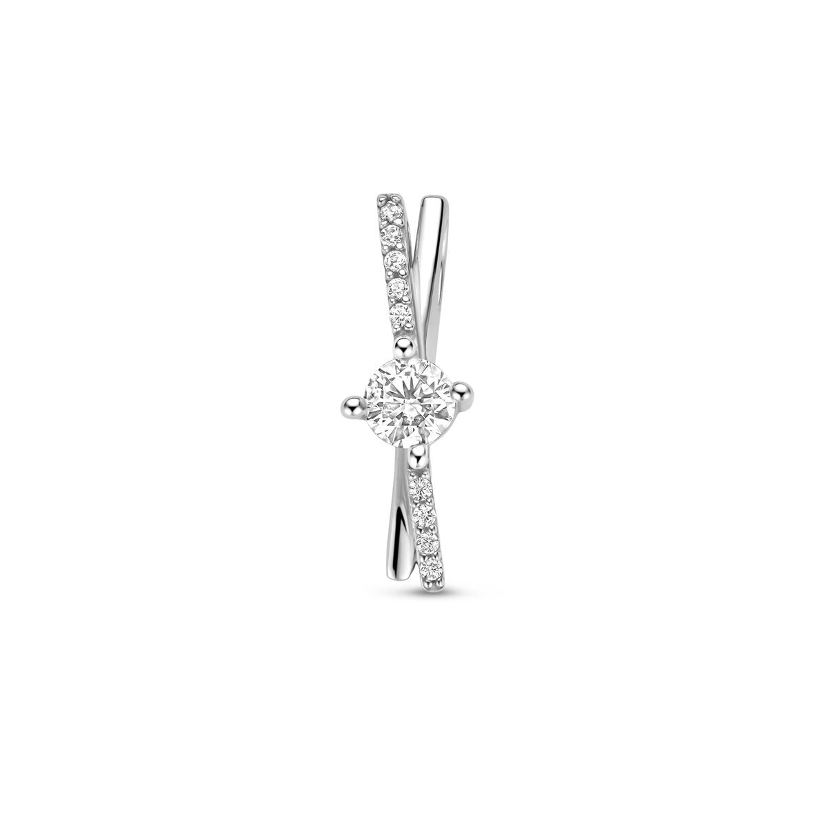 Colgante de plata rodiada con circonita en engaste de entorno.