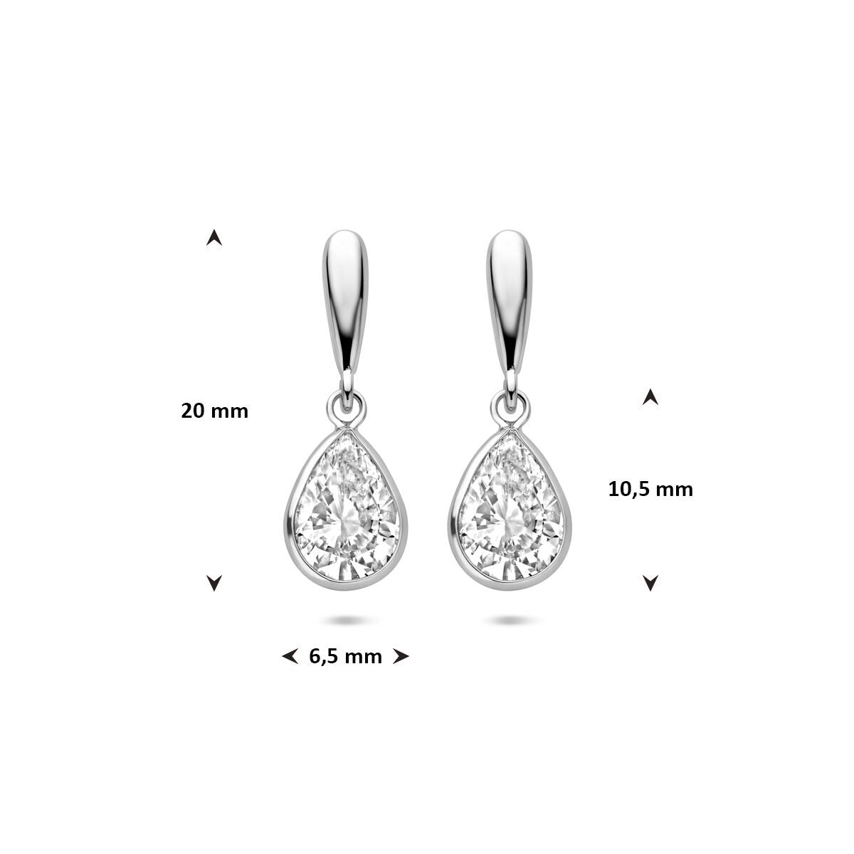 Pendientes de plata en forma de gota con circonita 20 mm