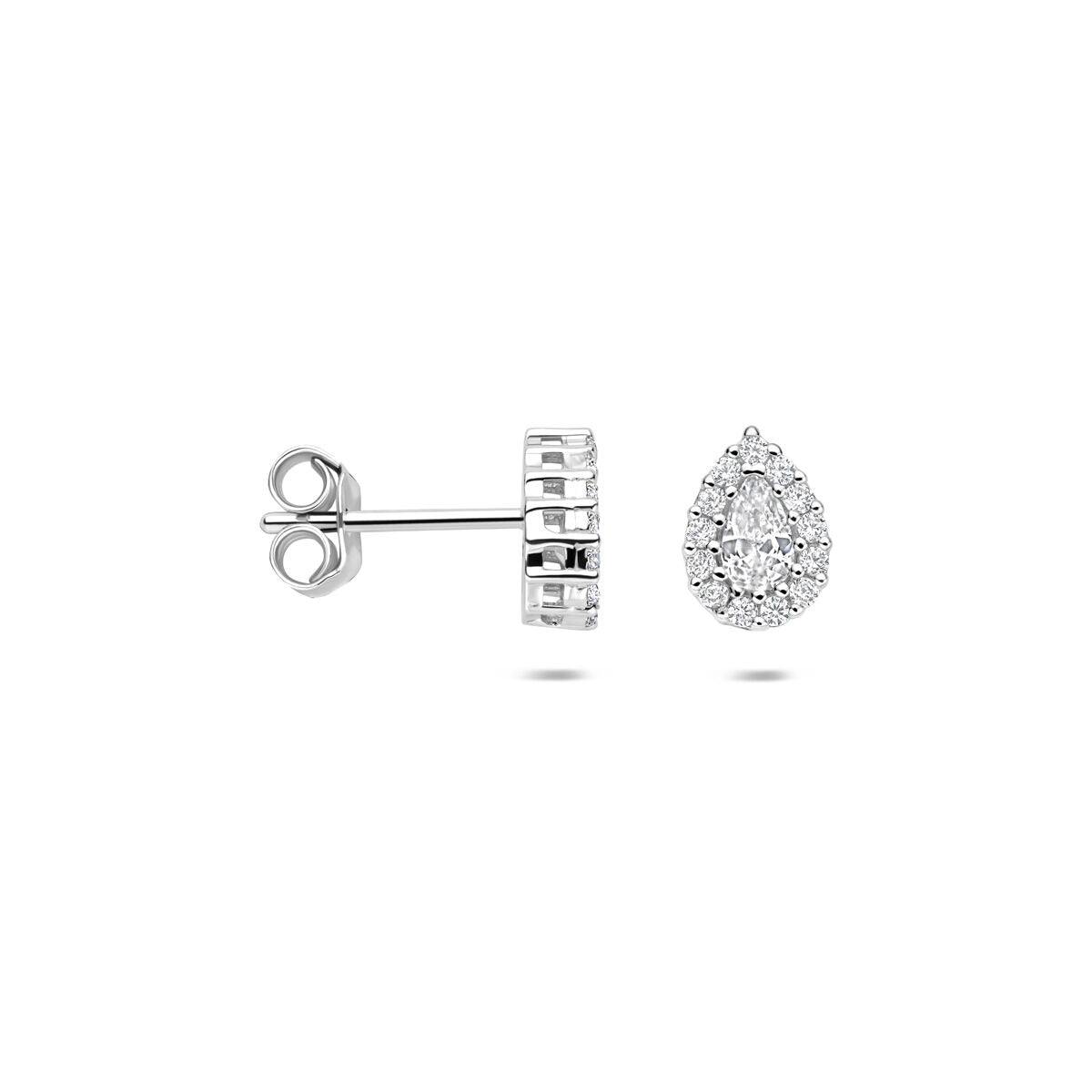 Pendientes de botón de plata con circonitas – plata 925 rodiada