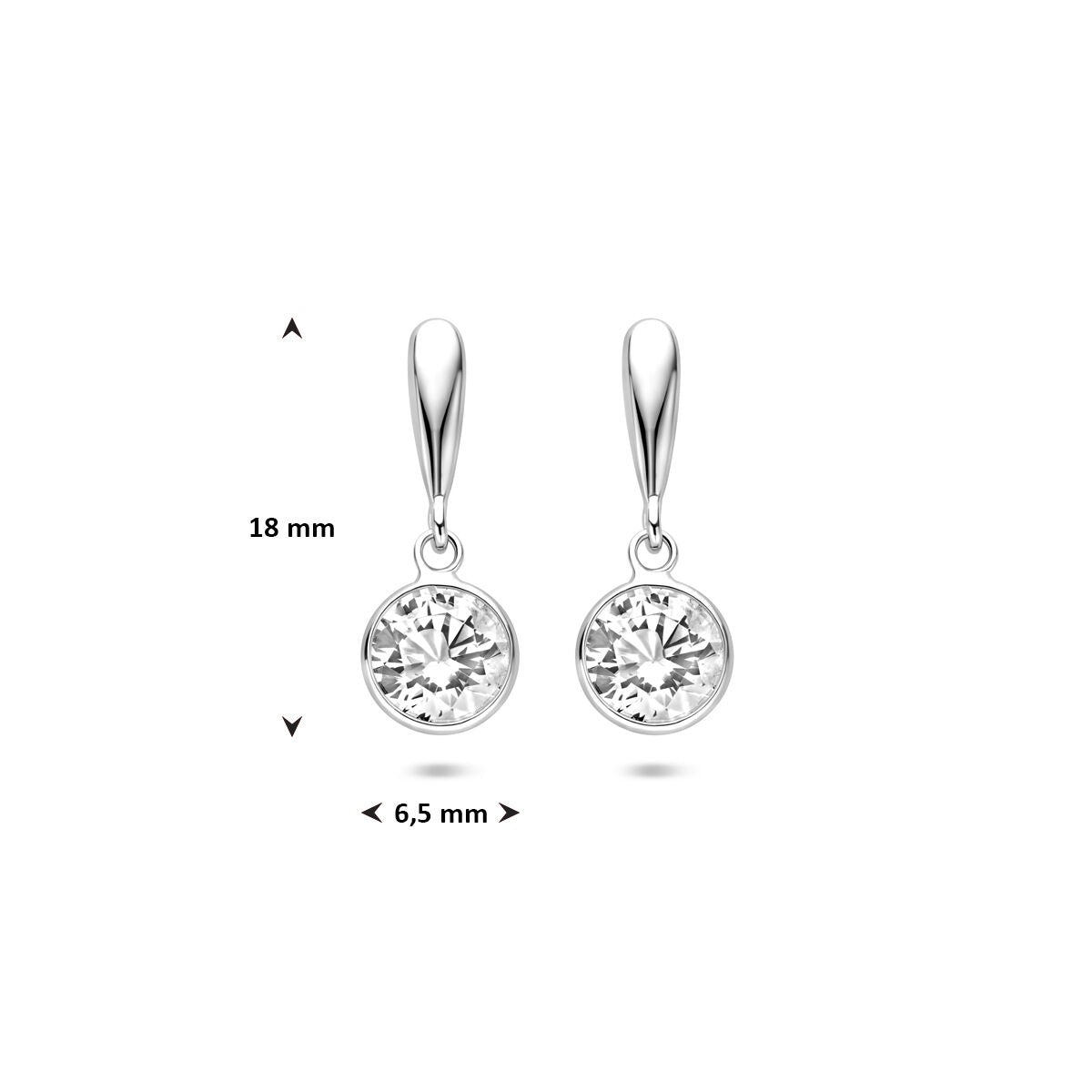 Pendientes de plata redondos con circonitas 18 mm