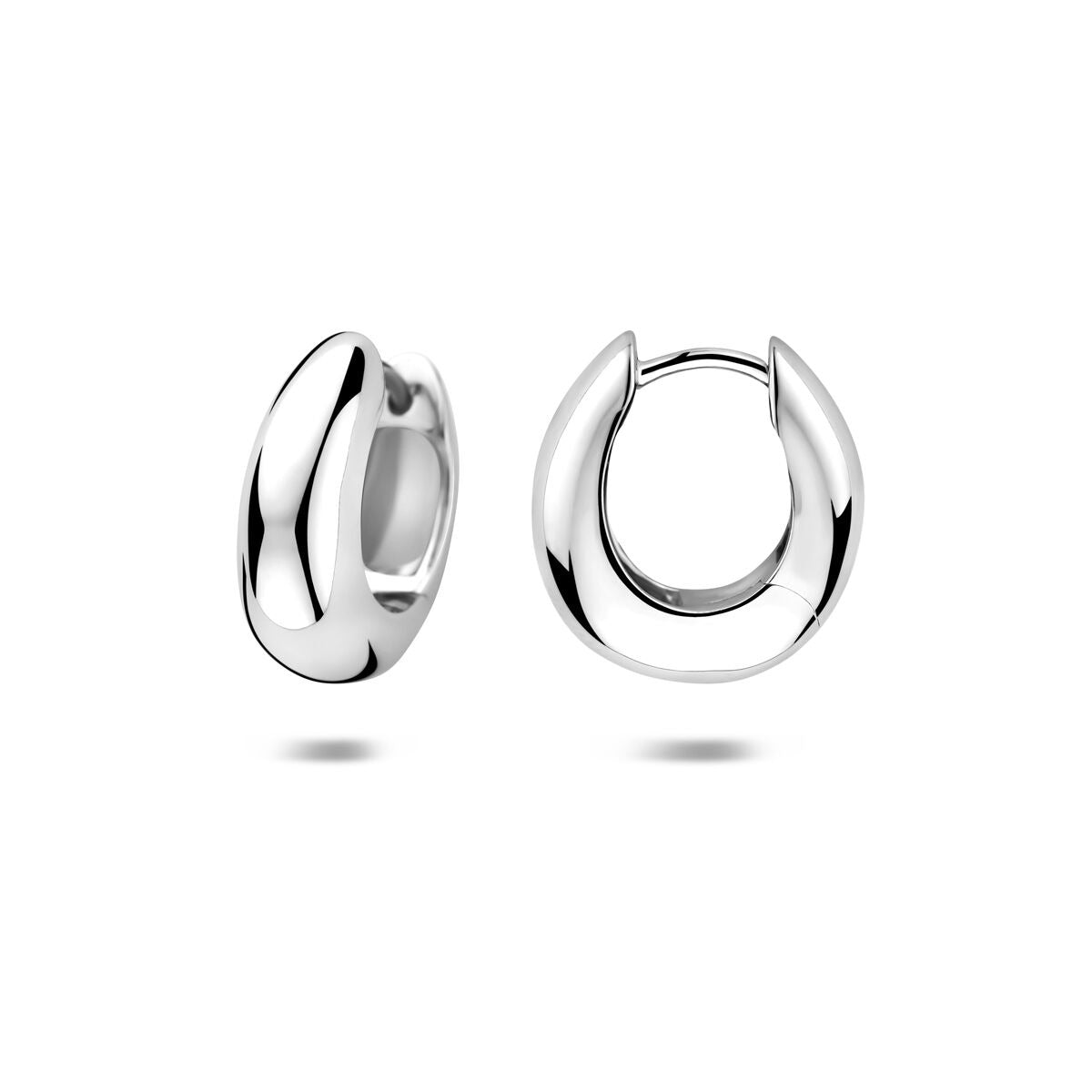 Pendientes de aro de plata rodiada - pendientes de mujer elegantes con cierre de bisagra