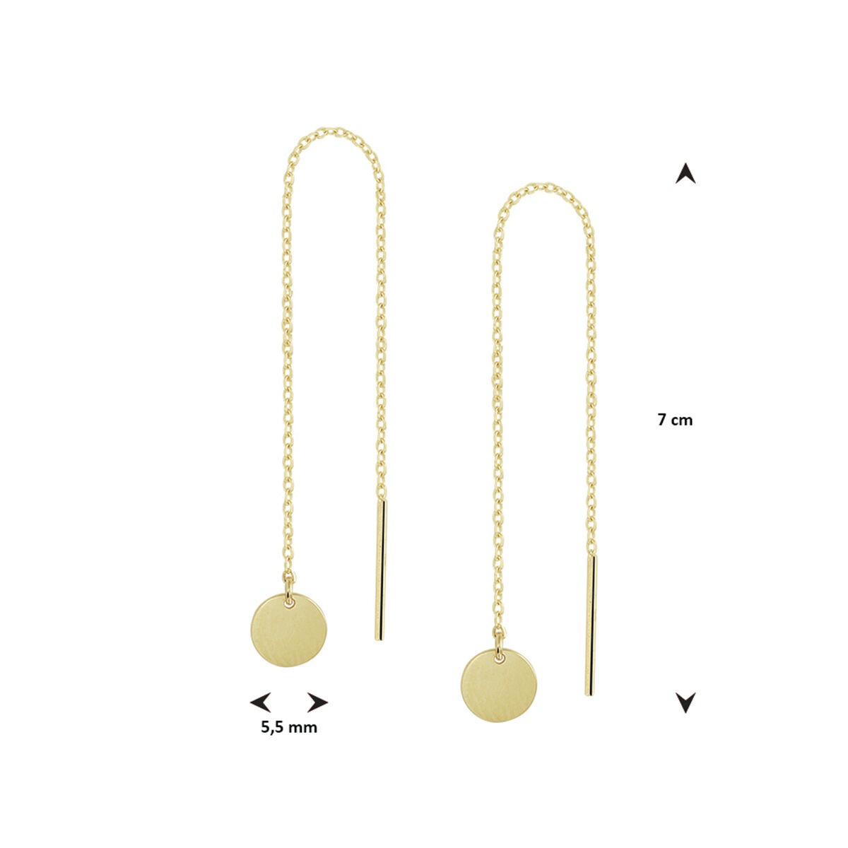 Pendientes de aro chapados en oro con círculo – 14k