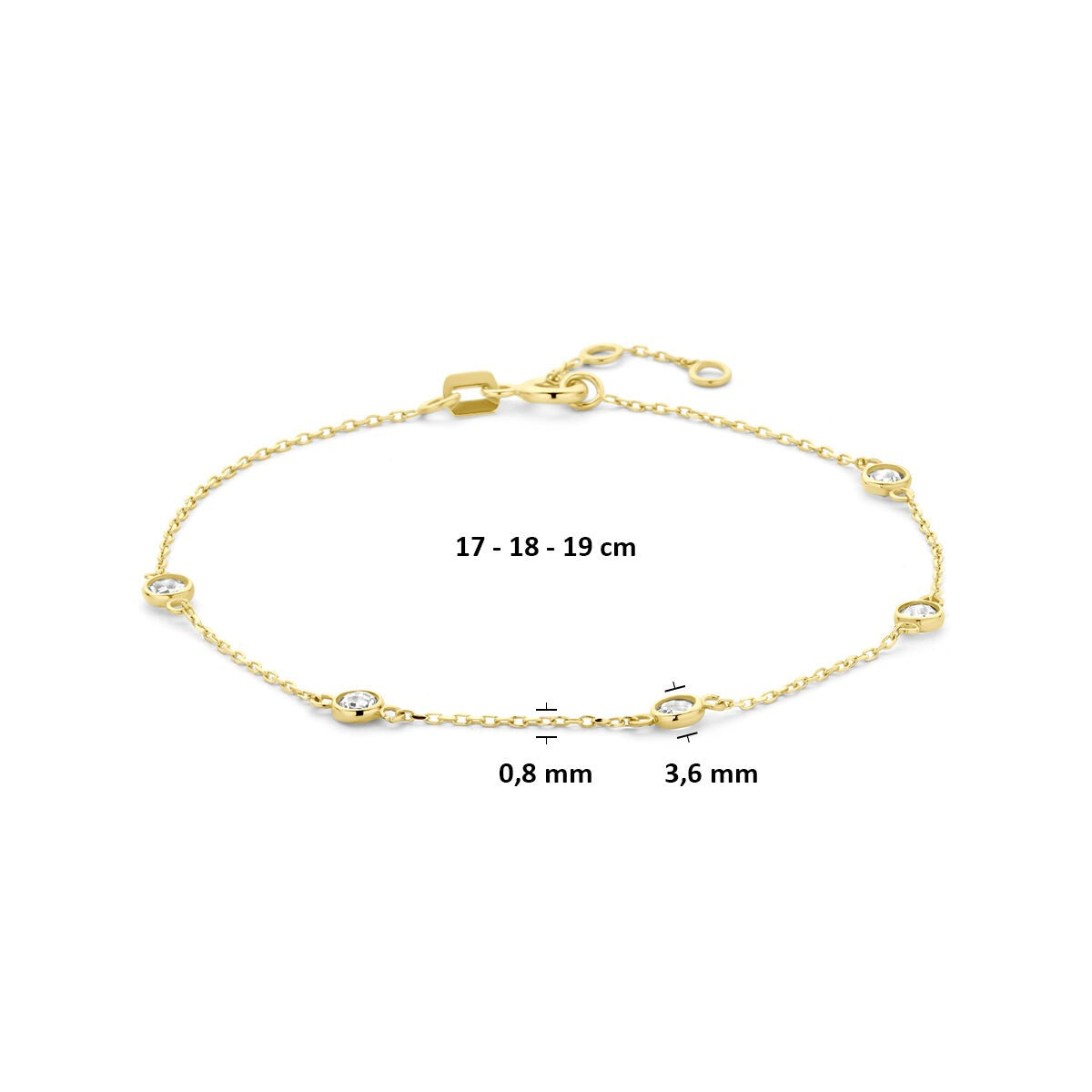 pulsera de oro amarillo con circonitas