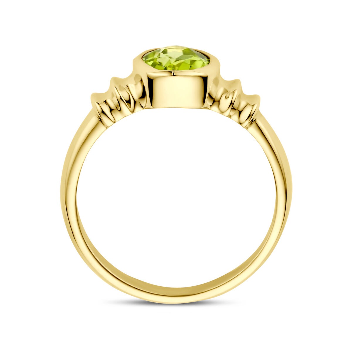 Anillo de mujer de oro – 14k con peridoto en forma ovalada