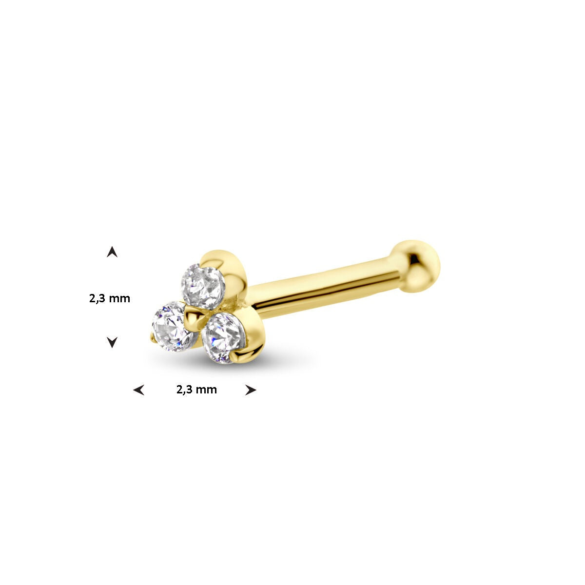 Pieza nasal de oro amarillo de 14k con circonita en engaste de entorno