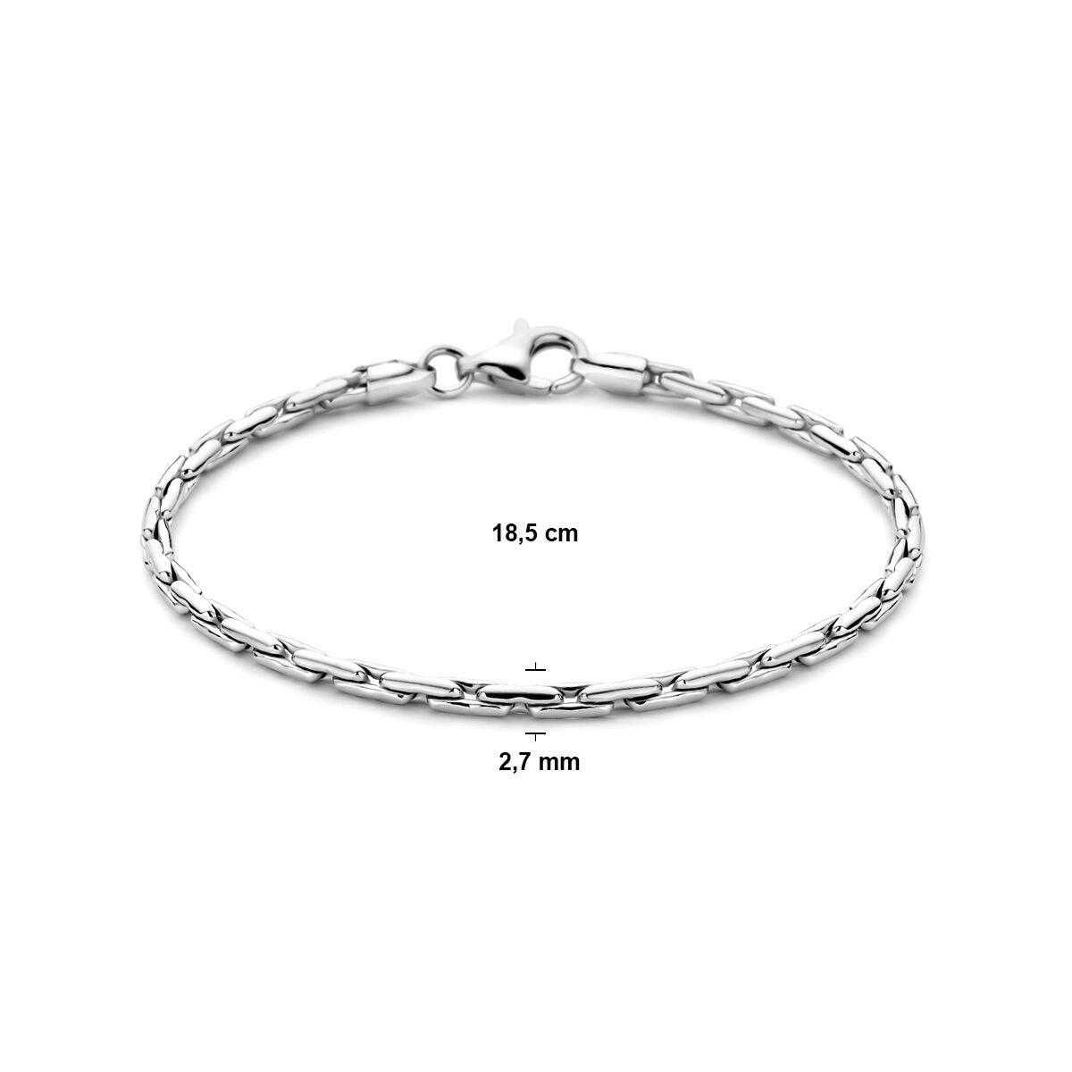 Pulsera de plata – rodiada con acabado brillante