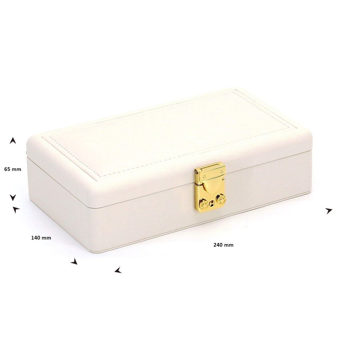 Caja de joyería de lujo beige con acentos amarillos - compacta y elegante