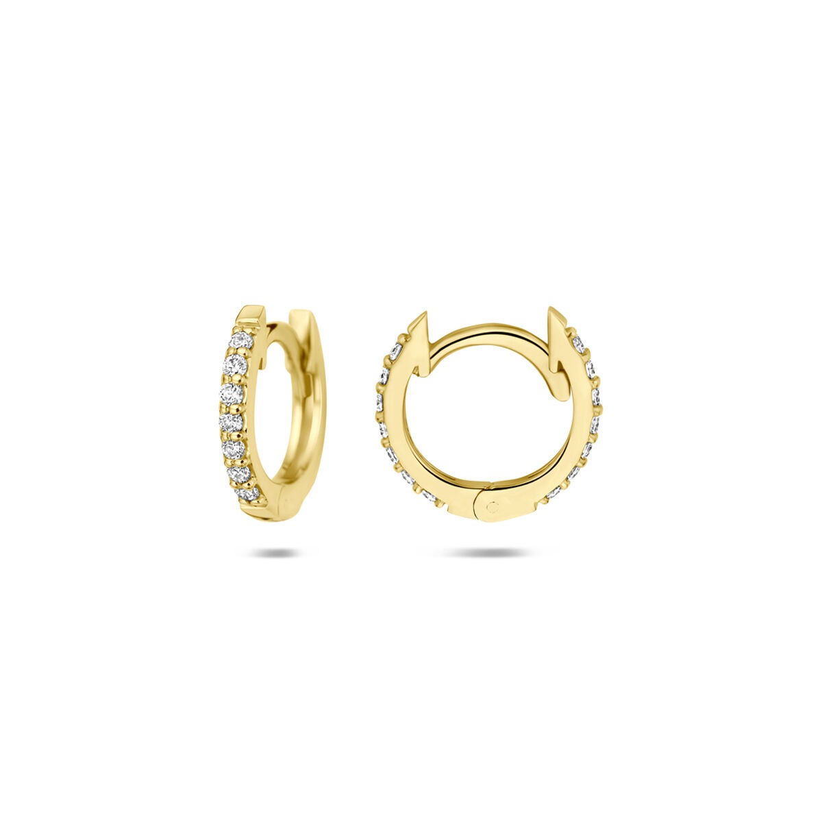 Aros de oro amarillo de 14k con diamante cultivado en laboratorio de 0,22 ct