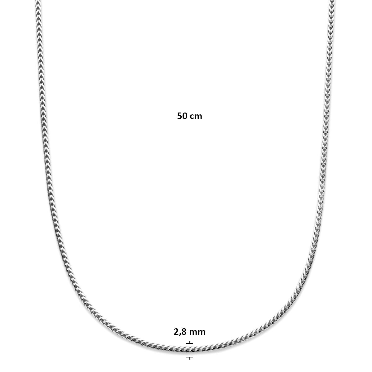 Collar de hombre en plata – Collar de cola de zorro rodiado 2,8 mm