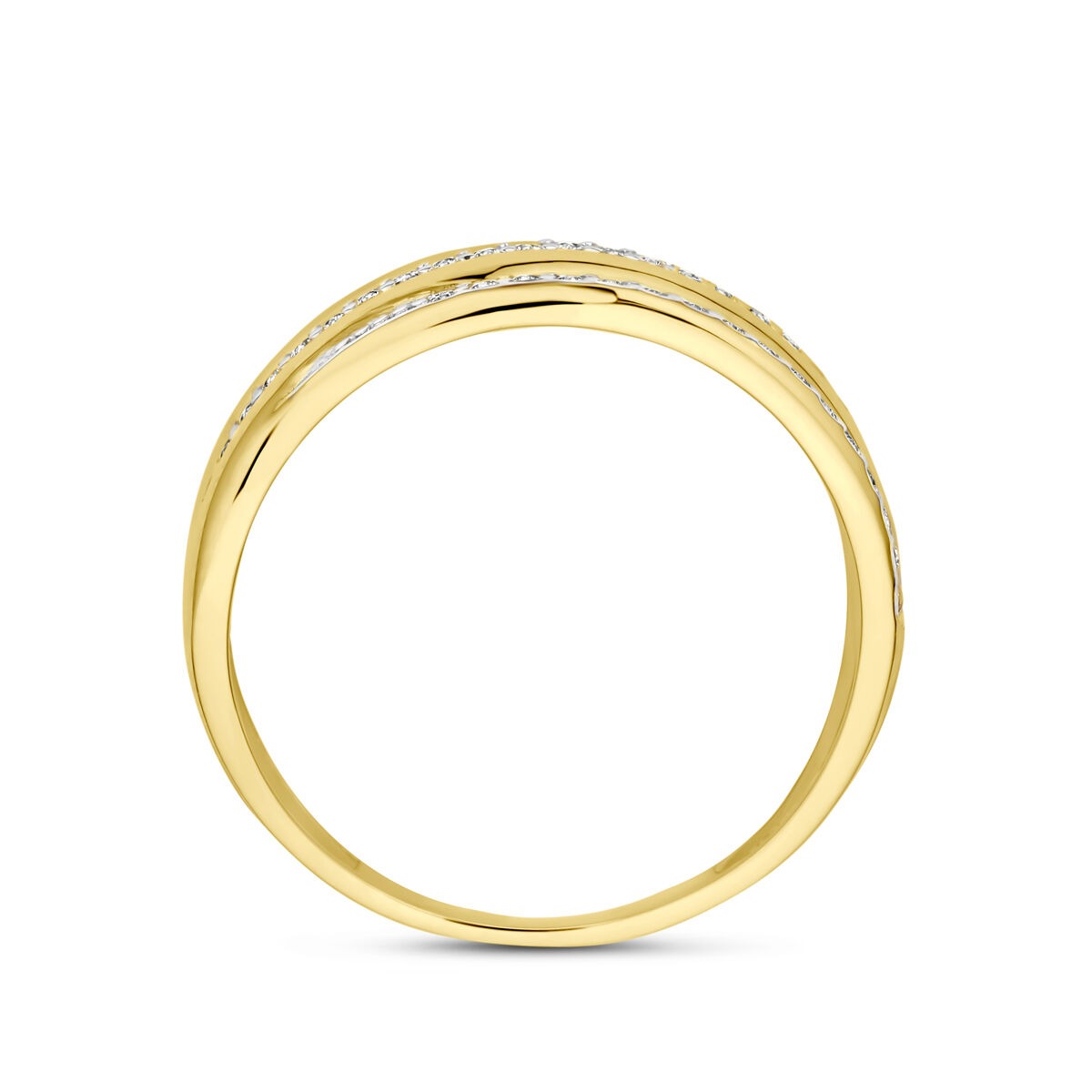 anillo de mujer chapado en oro amarillo con circonitas – potente y brillante