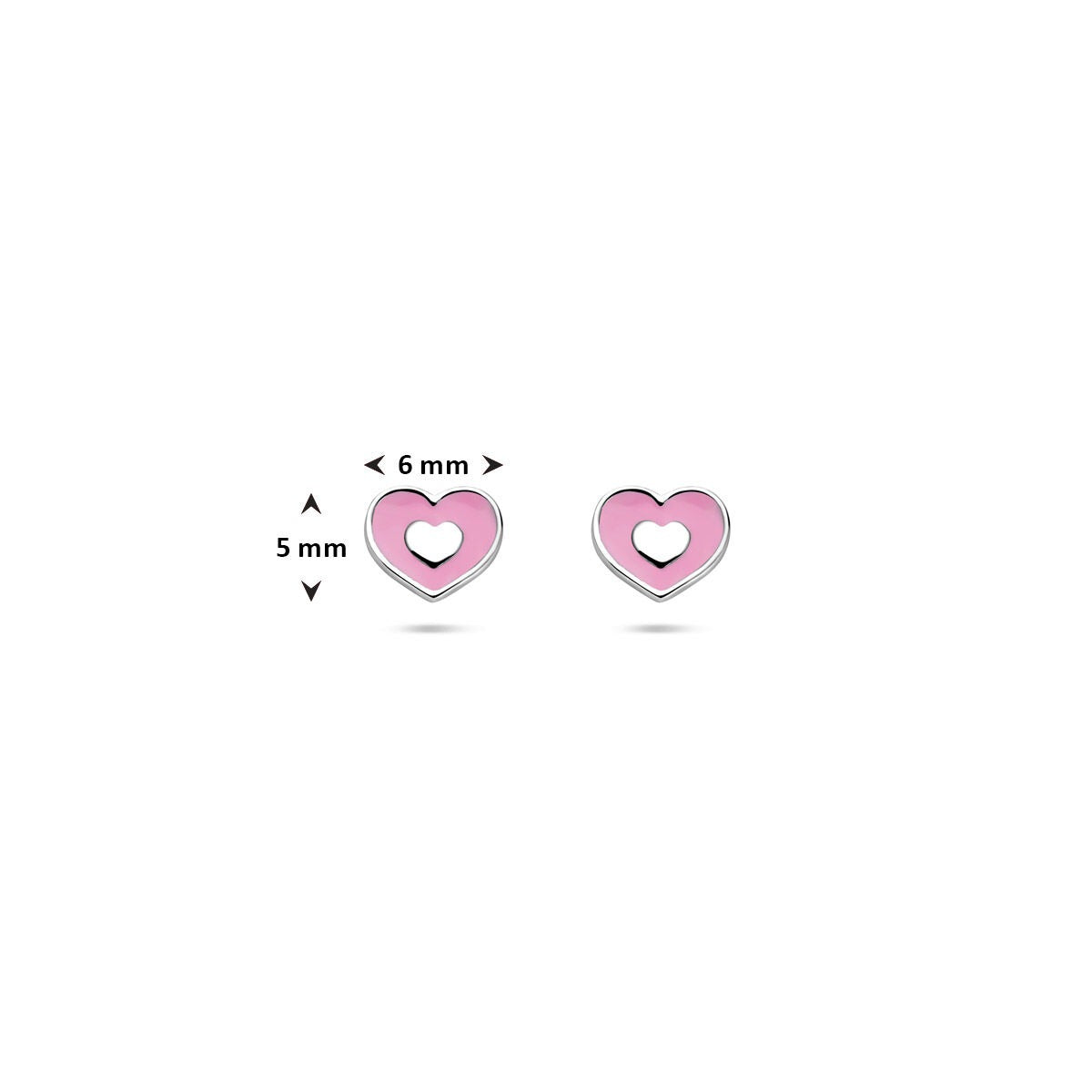 Pendientes infantiles de plata 925 rodiados con corazones de esmalte