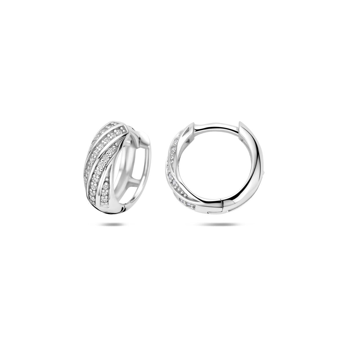 Aros de plata 925 rodiados con circonitas 12 x 4.5 mm