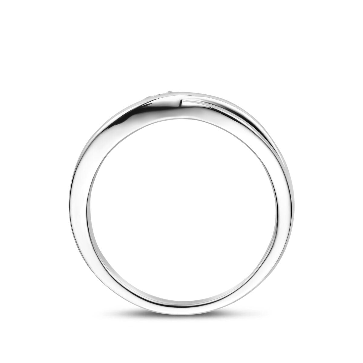 Anillo de plata de mujer con circonitas en engaste – 7 mm de ancho