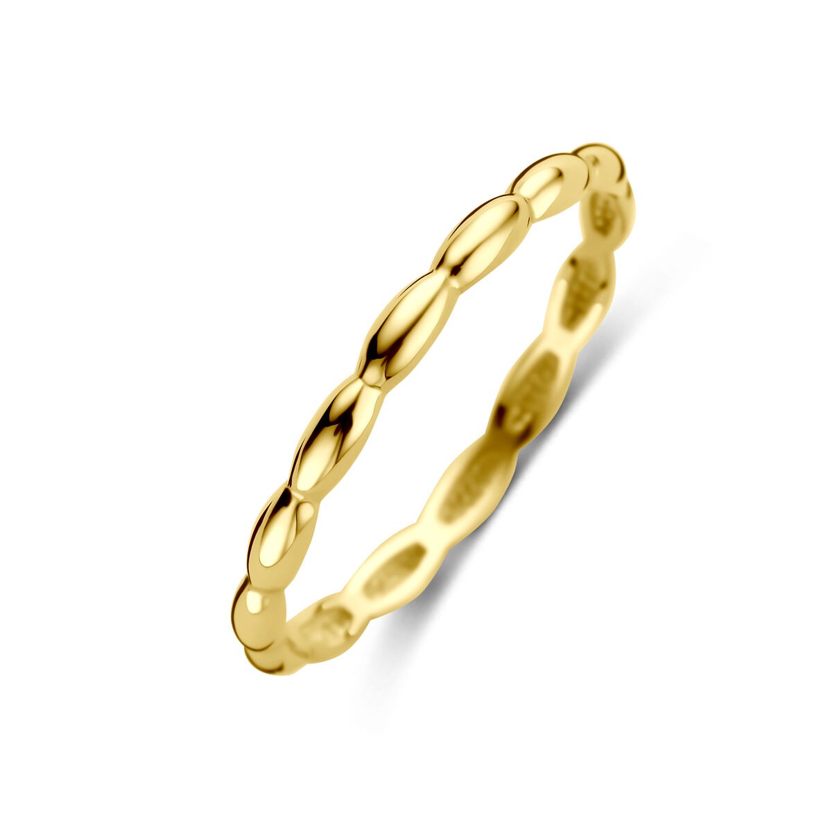 Anillo de dama en oro amarillo de 14k con diseño ondulado.
