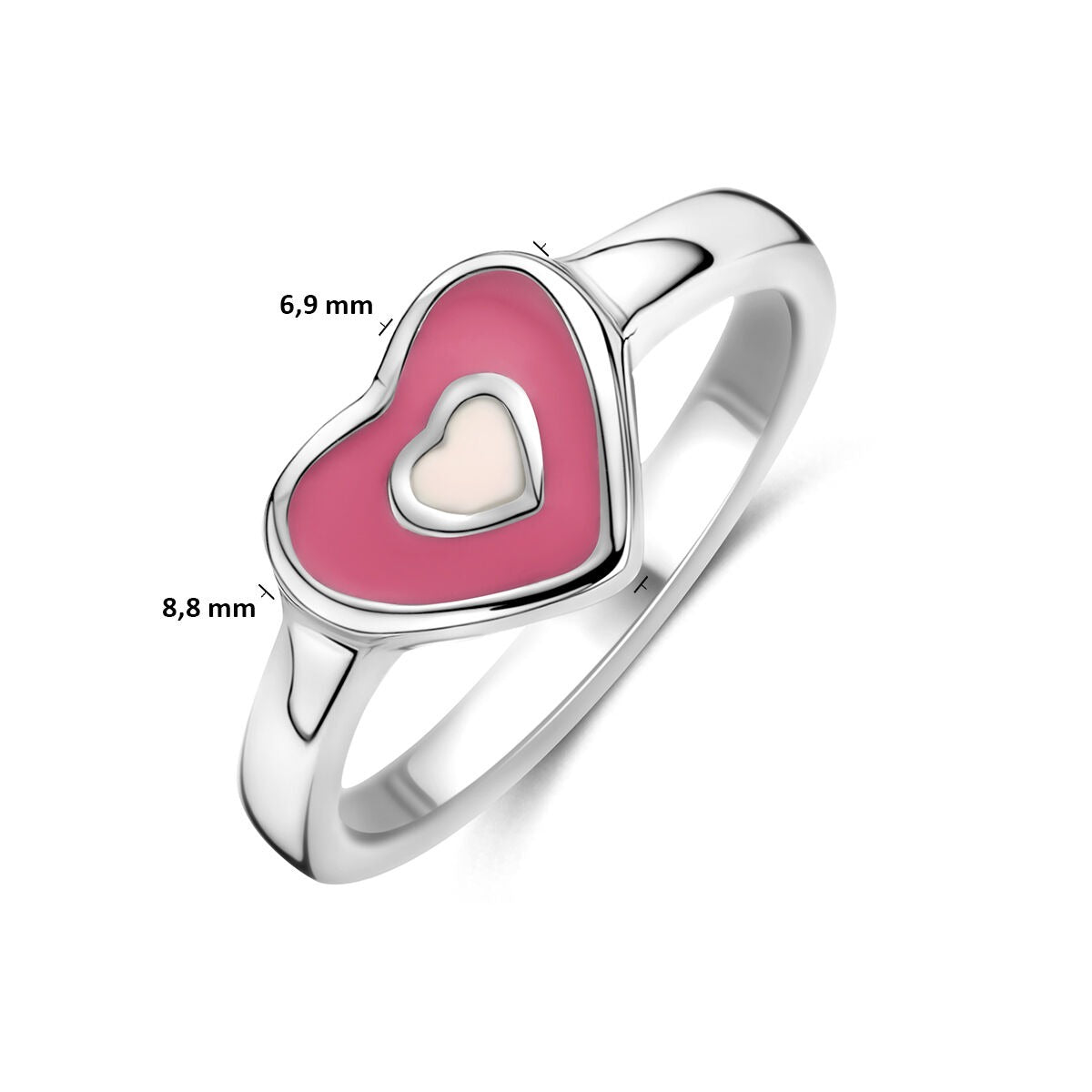 anillo corazón plata rodiado