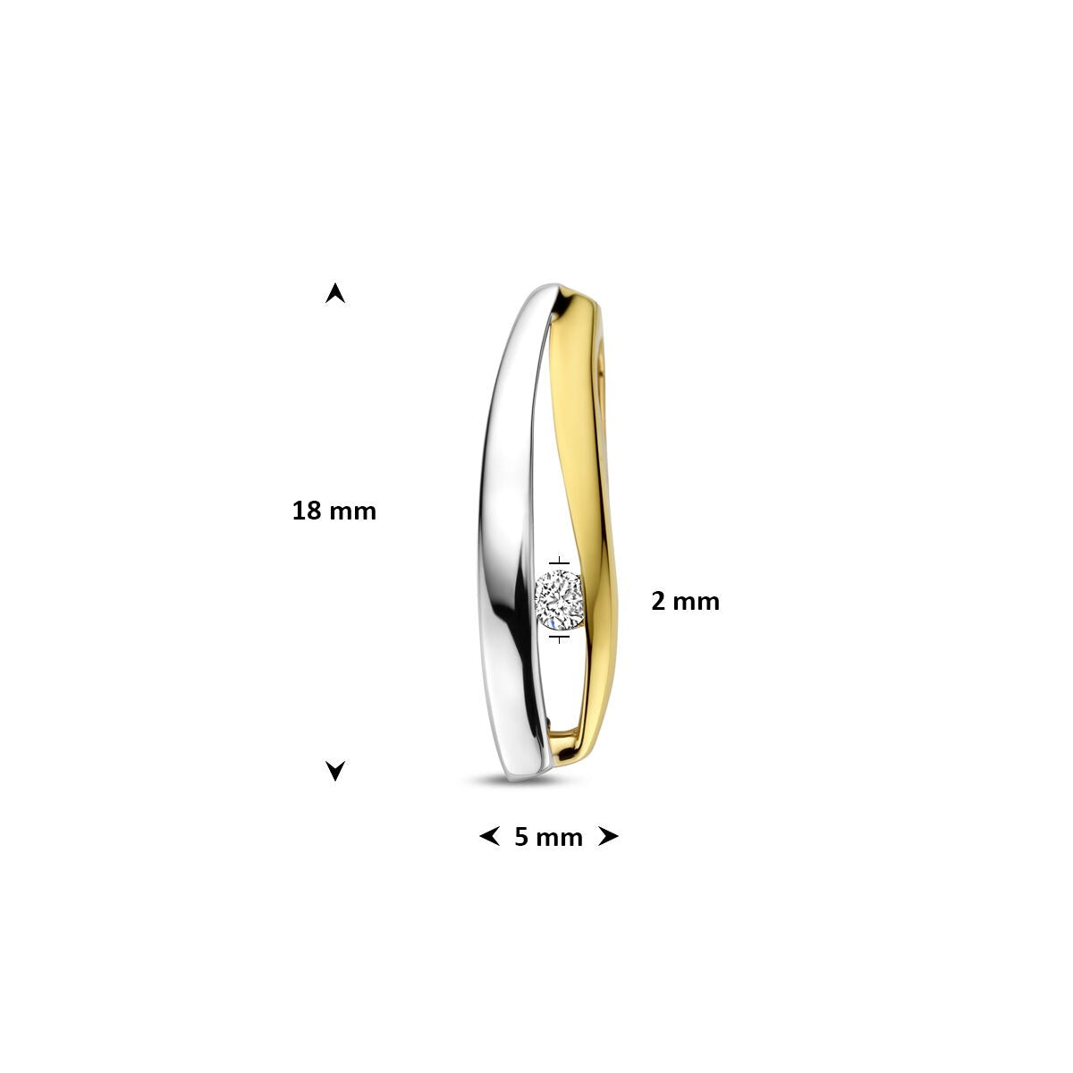 colgante diamante cultivado en laboratorio 0.04ct f vs 18 mm oro bicolor amarillo/blanco 14K