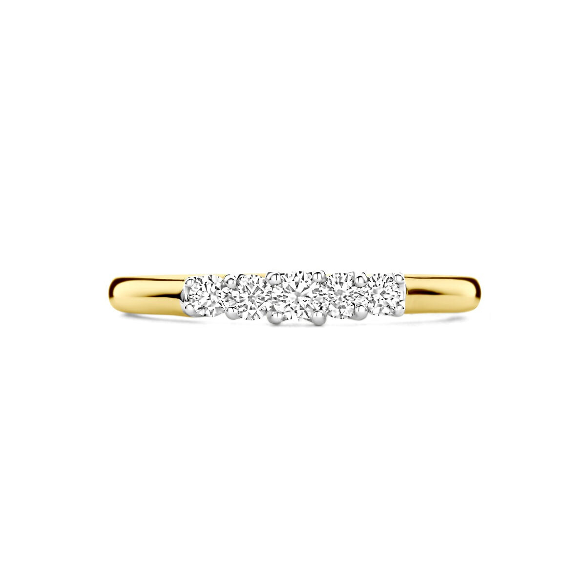 anillo bicolor de 14k con diamante de 0.30ct