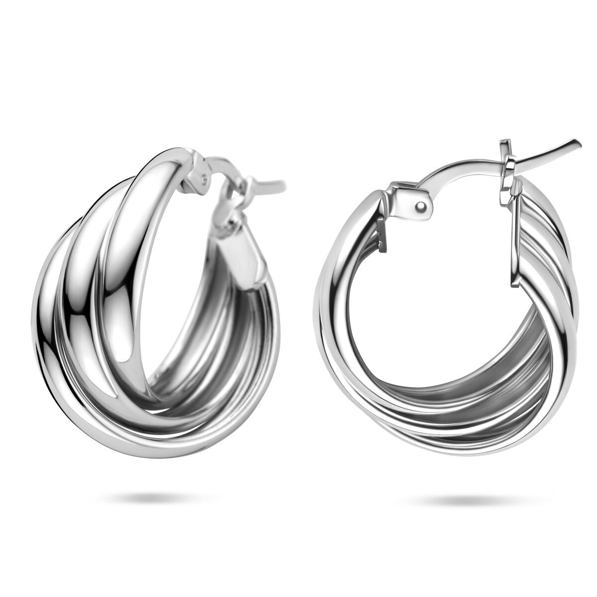 Aros de plata – rodiados en plata 925, 21x9 mm