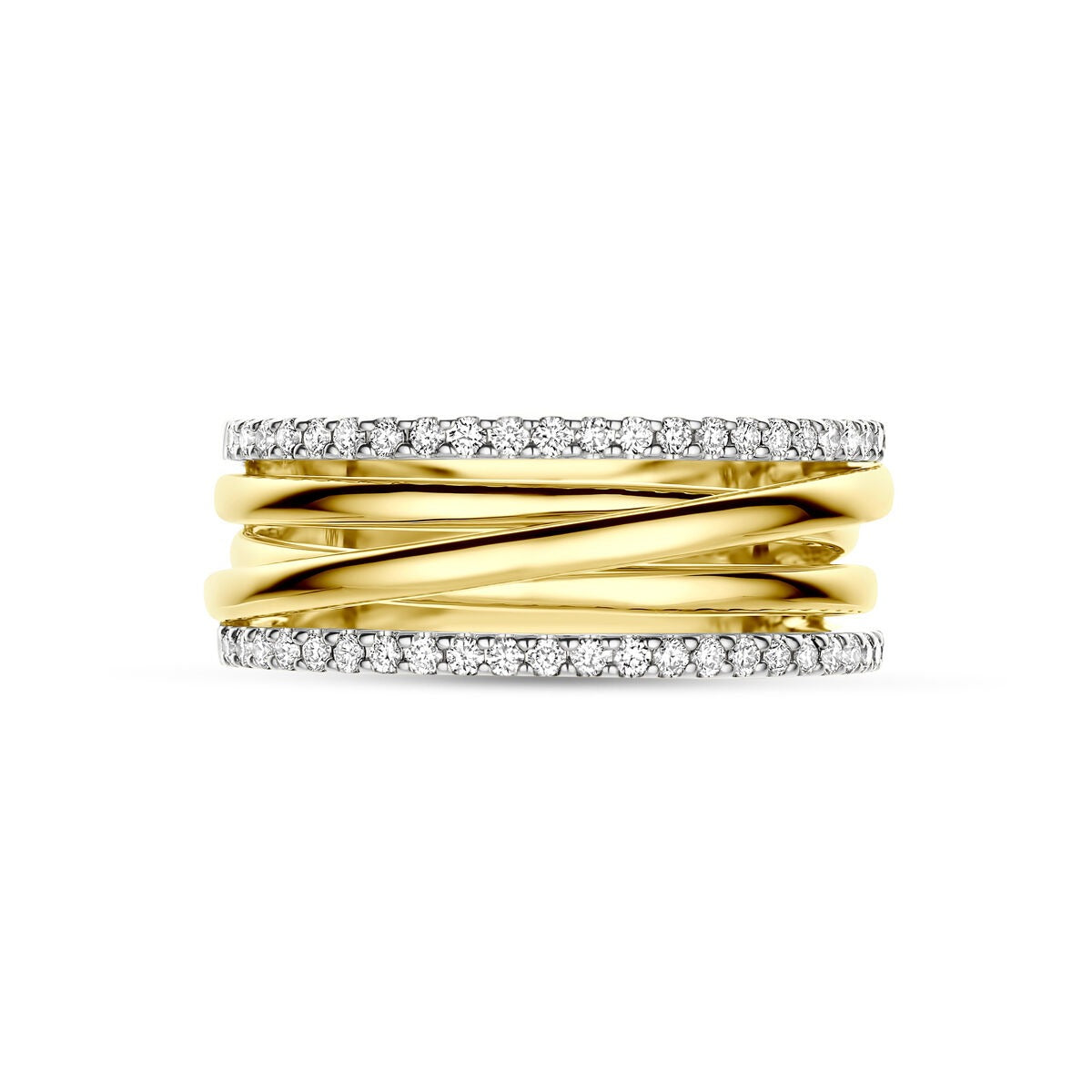 Anillo bicolor de oro de 14k con diamantes