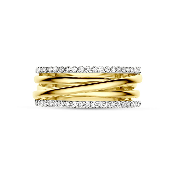 Bicolor 14k gouden ring met diamanten
