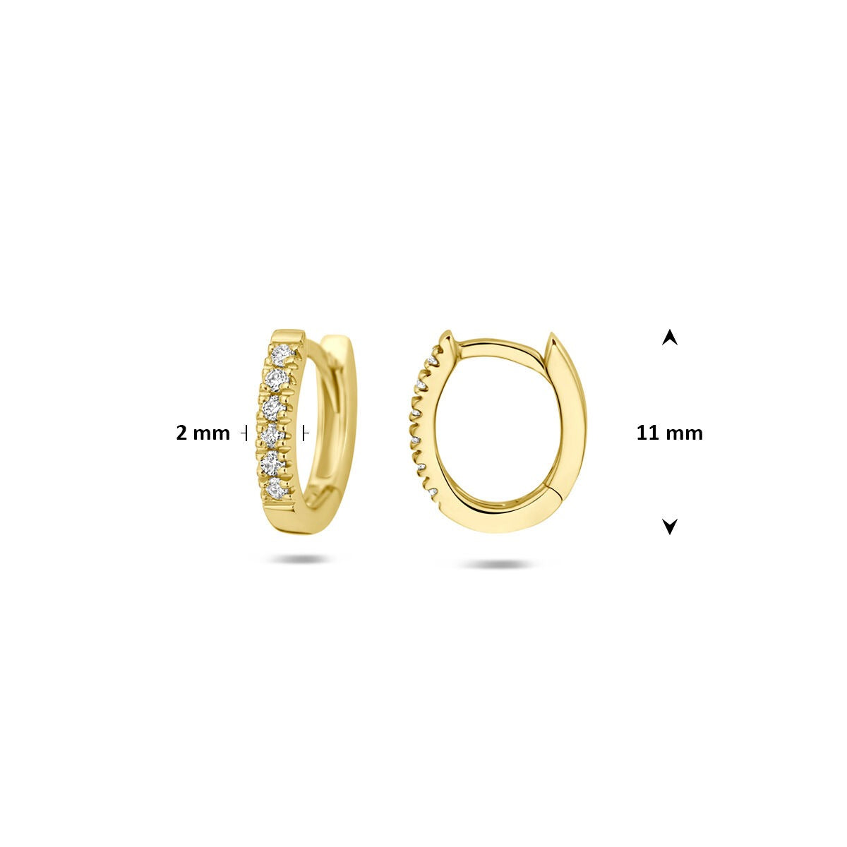Aros de oro amarillo de 14k con diamante cultivado en laboratorio