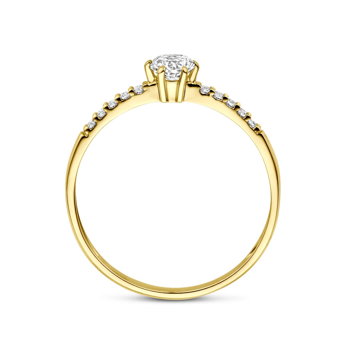 Anillo de mujer en oro amarillo con circonitas – 14k oro amarillo