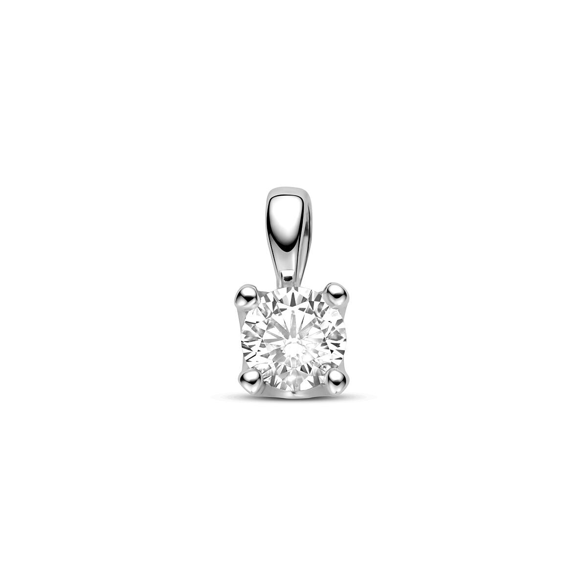 Colgante de plata rhodium con circonita, forma cuadrada y acabado brillante.