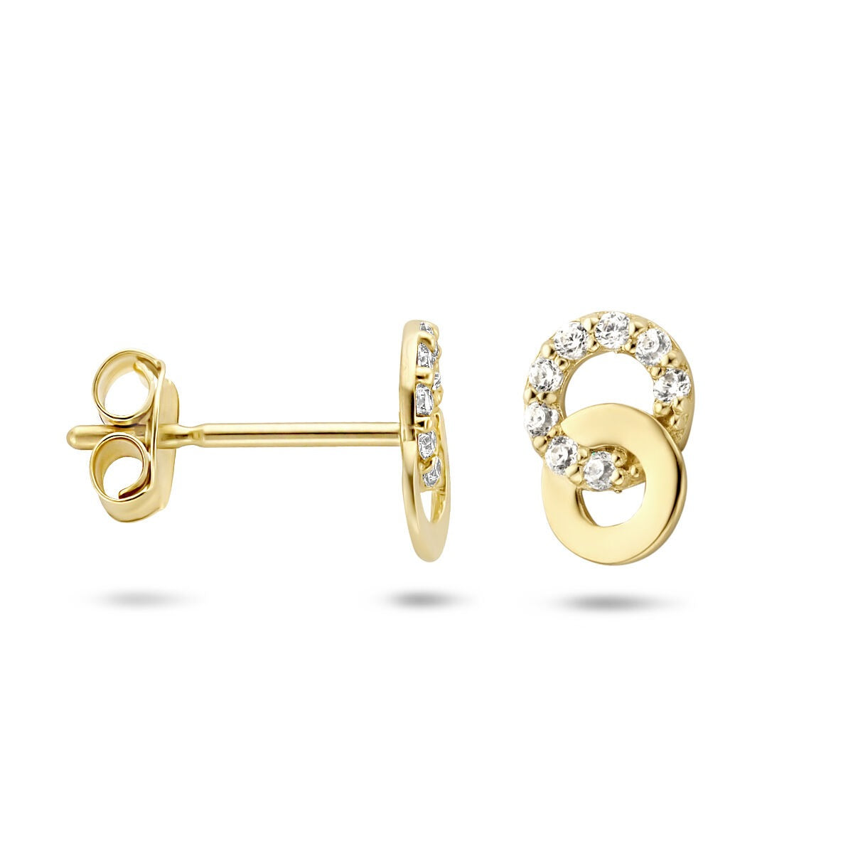 Pendientes de botón de oro amarillo con circonitas – entourage