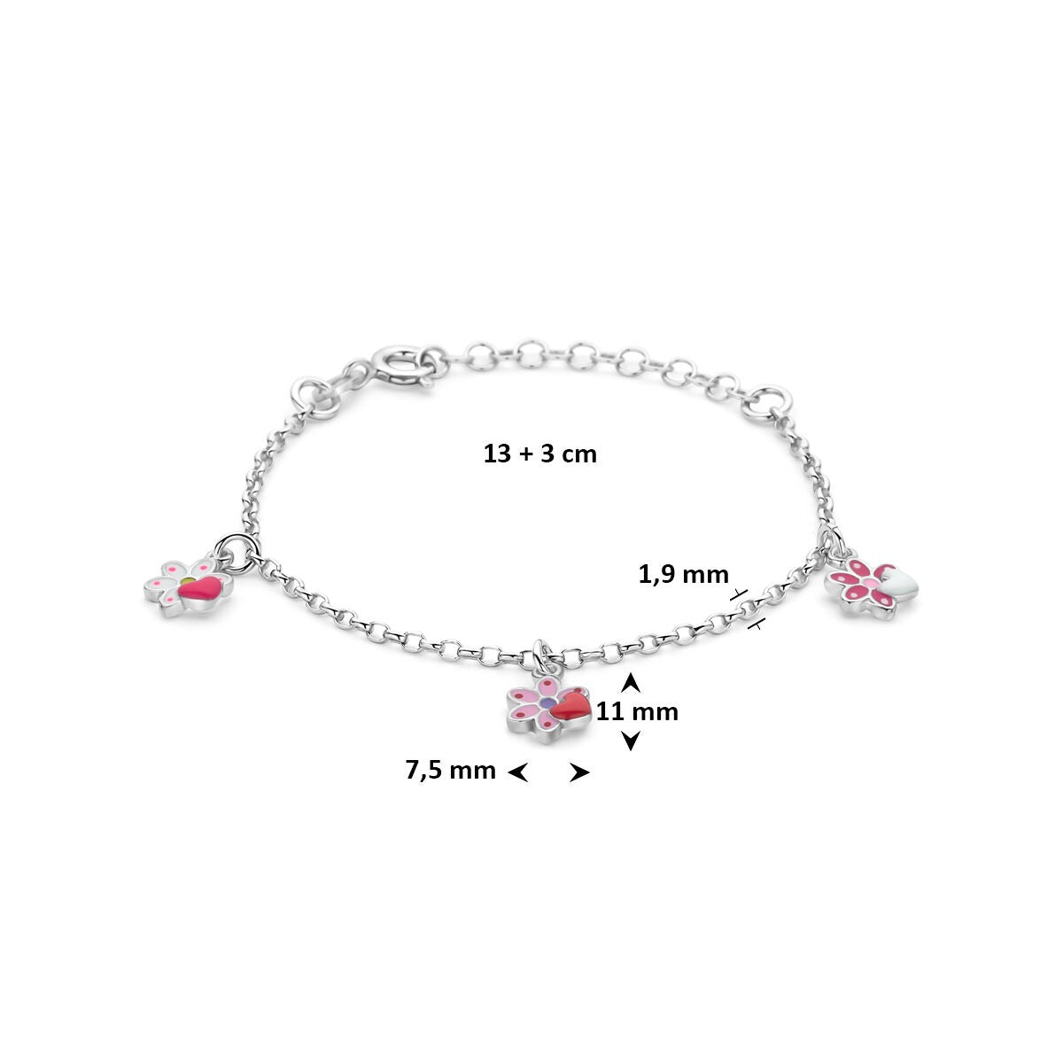 Pulsera de flores de plata 925 rodiada con esmalte