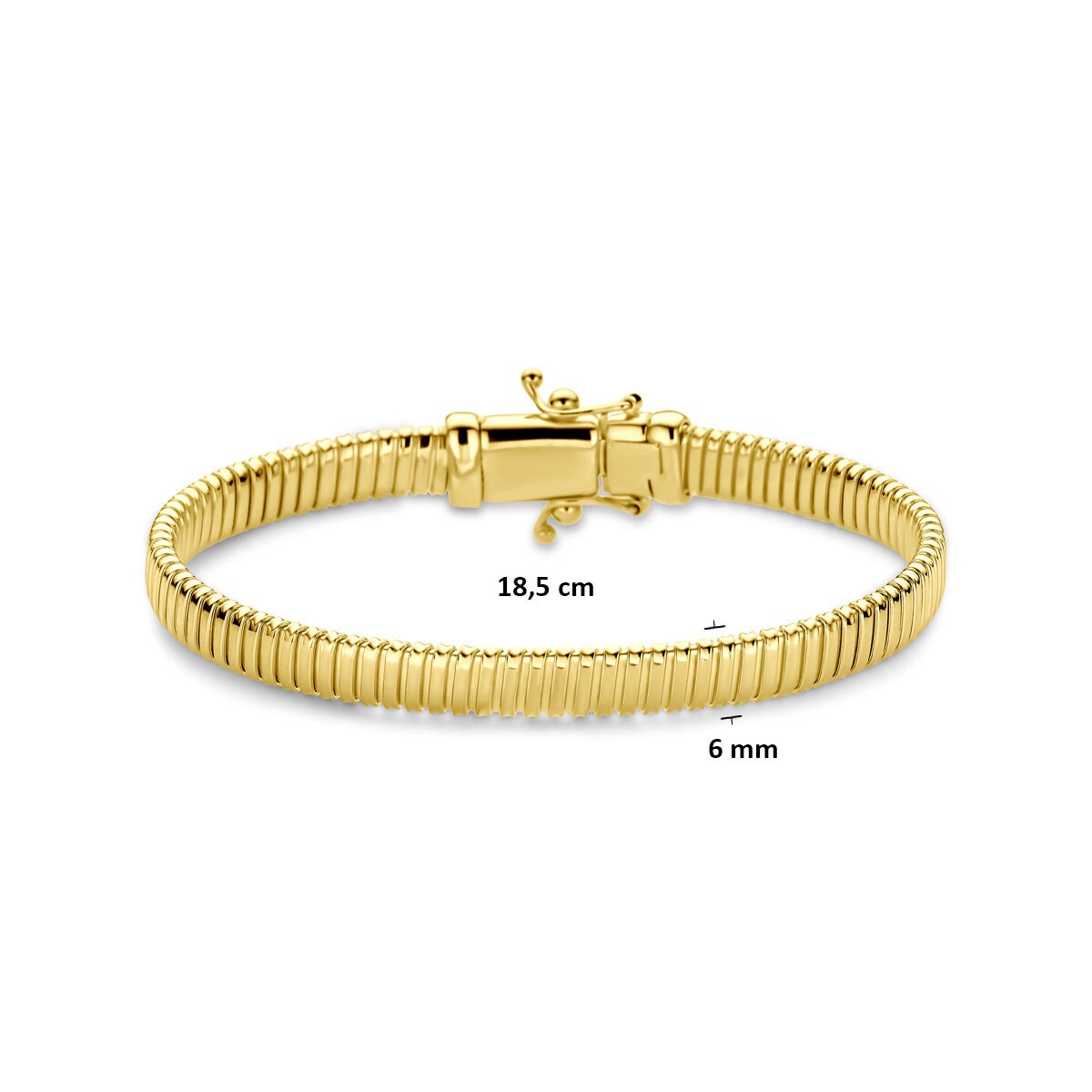 Pulsera de mujer en oro amarillo de 14k con eslabones tubogas – 6 mm