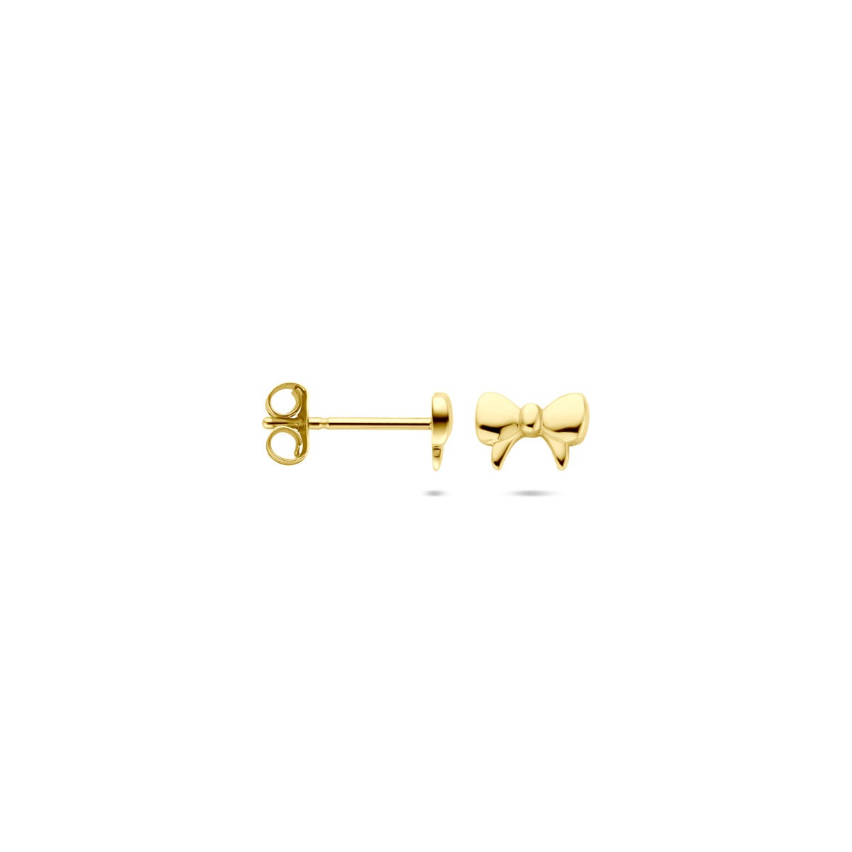Pendientes de botón en forma de lazo de oro amarillo de 14k
