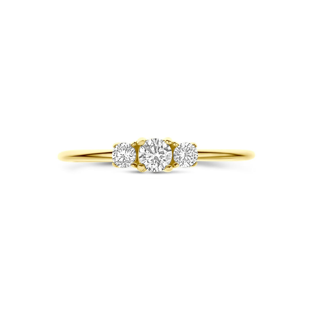 9k Geelgouden dames ring met zirkonia – 3,5 mm breed