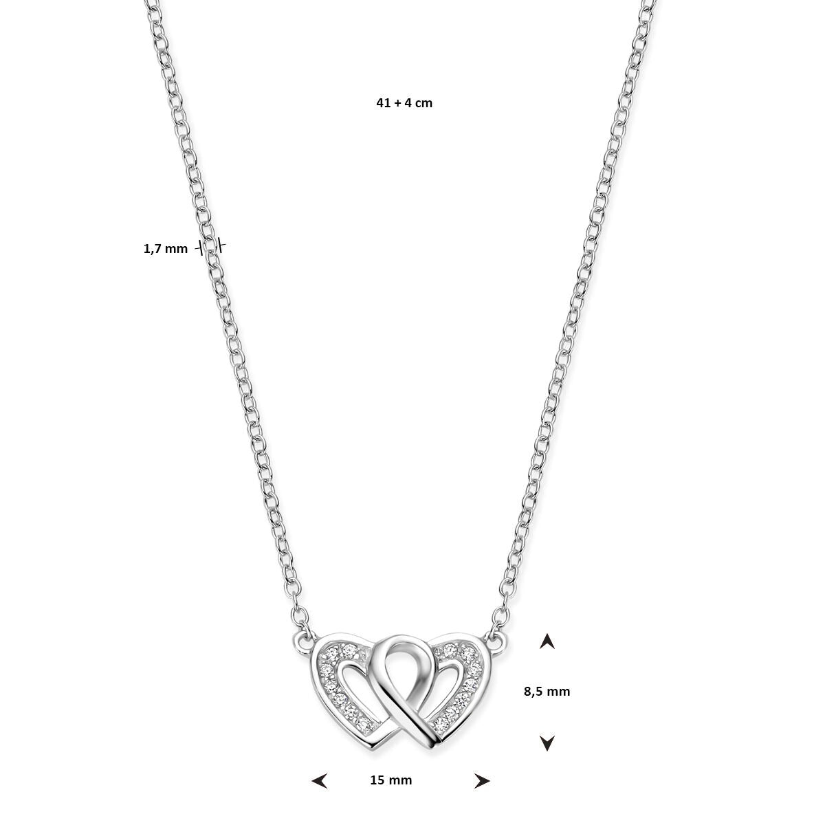 Collar de plata con corazón y circonitas – plata 925 rodiada