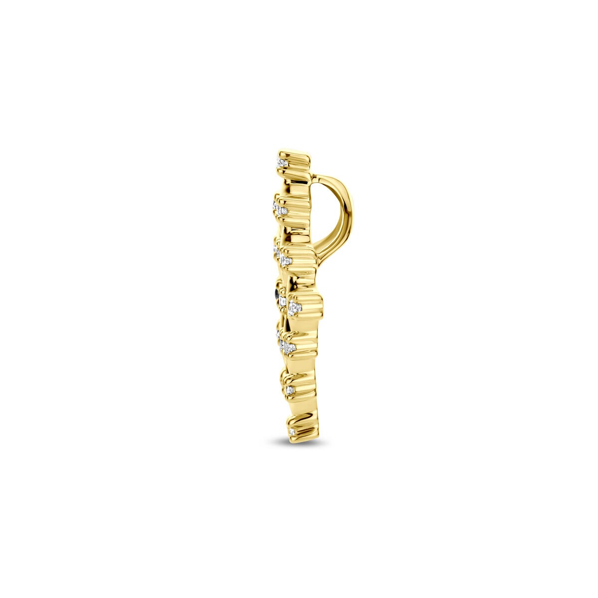 colgante de mujer en oro amarillo de 14k con diamante - diseño en forma de rombo