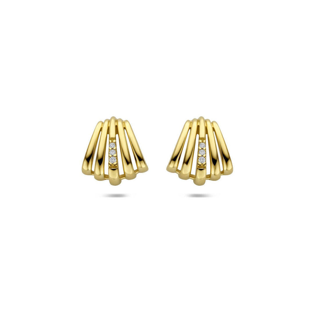 Gouden stekeroorringen met diamant – 14k geelgoud