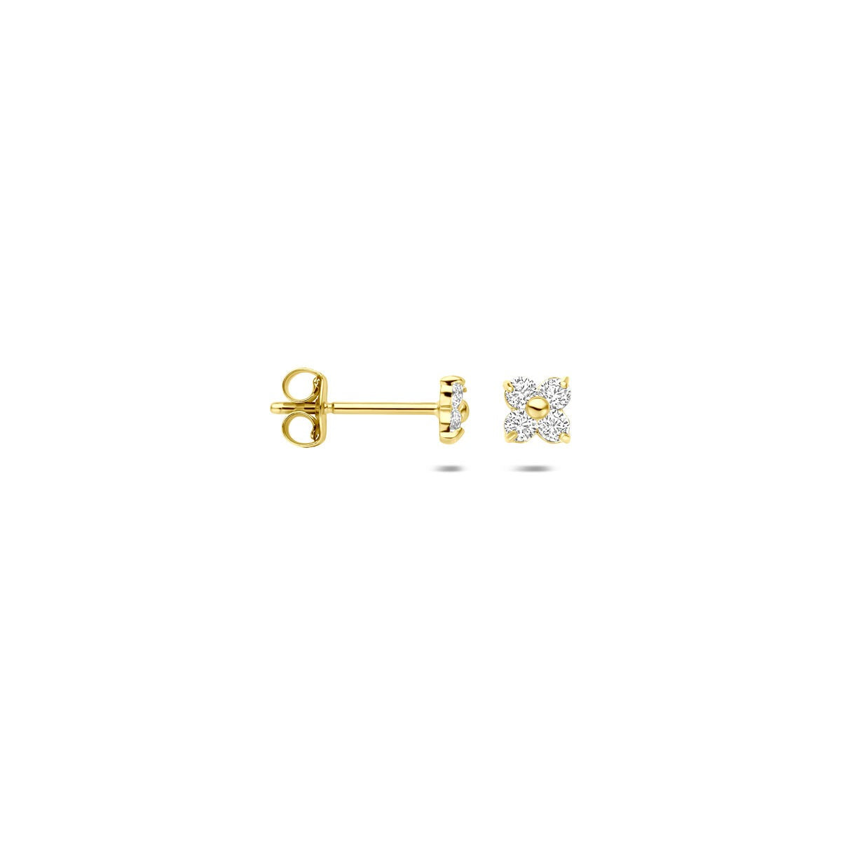 Pendientes de botón de oro con circonitas – 14k